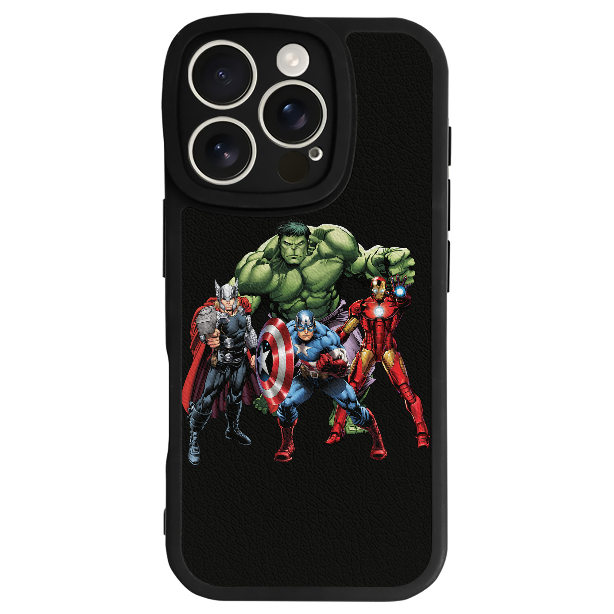 （画像用） アベンジャーズ The Avengers 【iPhone 16シリーズ対応】シリコンスマホケース（レザー調） 材質：シリコン